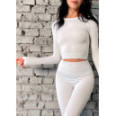 Спортивний одяг Кроп Топ з Довгим Рукавом Білий