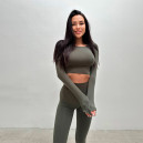 Оригінал Кроп Топ з Довгим Рукавом Хакі