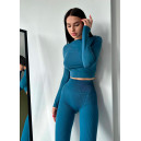 Спортивний одяг Кроп Топ з Довгим Рукавом Сапфіровий