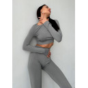 Спортивний одяг Кроп Топ з Довгим Рукавом Сірий