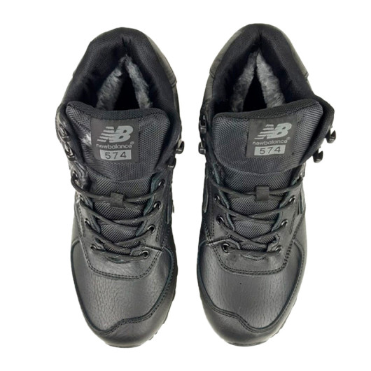 New Balance 574 Black Leather Winter С МЕХОМ