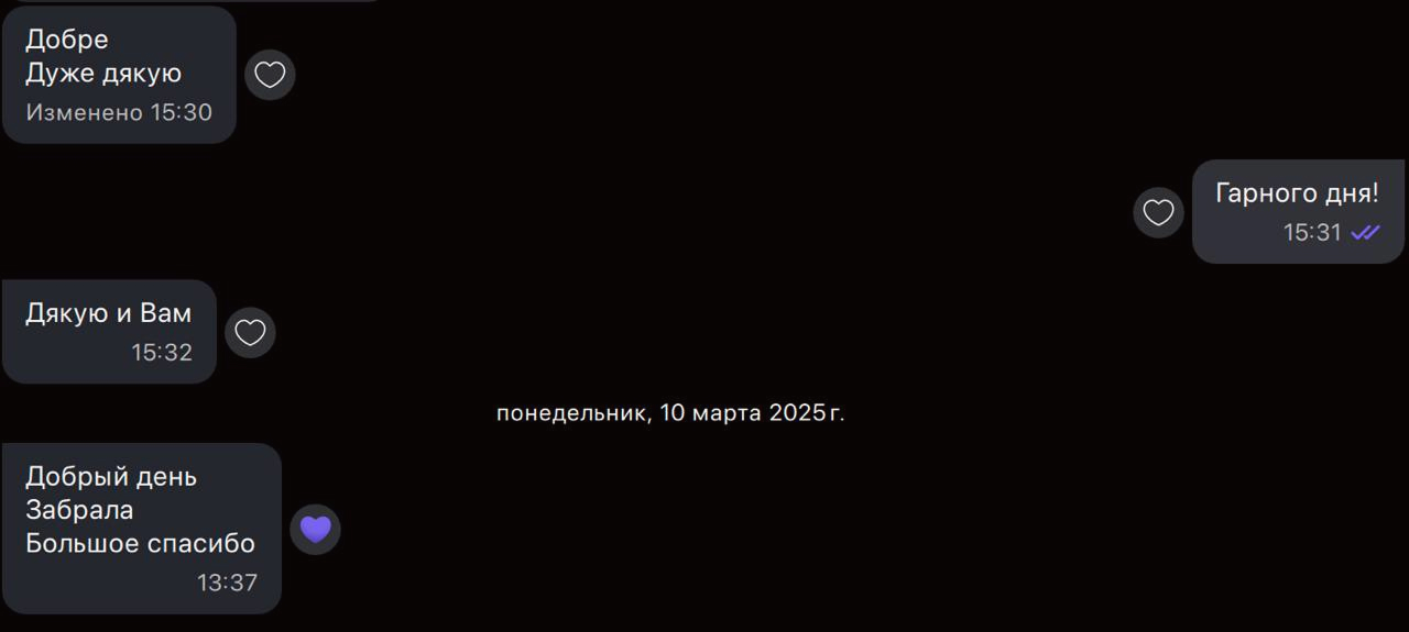 Повідомлення від клієнтів - Вікторія